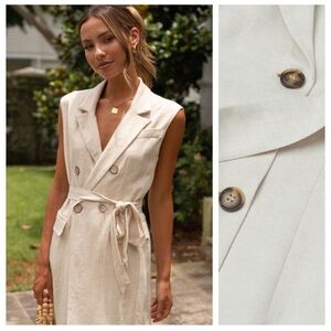 H&M Beige Sleeveless Vest Blazer Dress